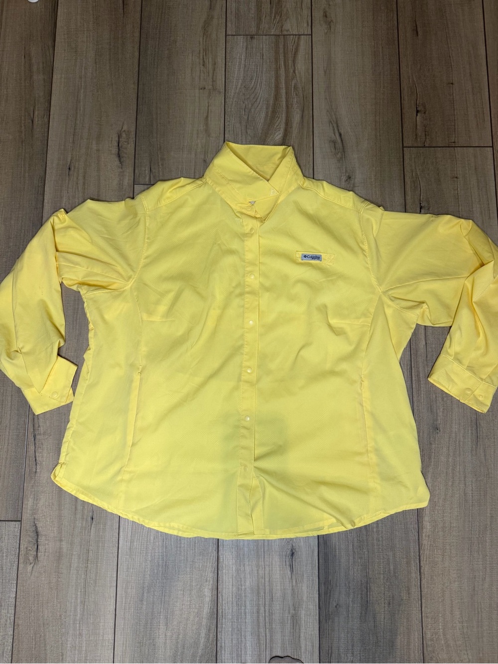 Columbia Men's Bright Yellow Button-Down Long Sleeve Shirt